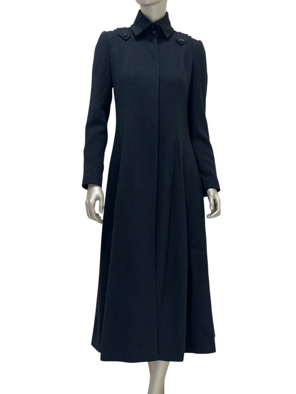 Chanel Black Wool Coat - Silk Lined & Tailored Sz.36